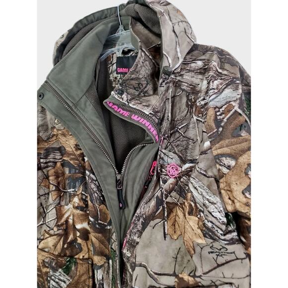 Game Winner ~Woman Size M~ Brown Camouflage Hunting Outdoors Coat Jacket Hooded. - Picture 13 of 15